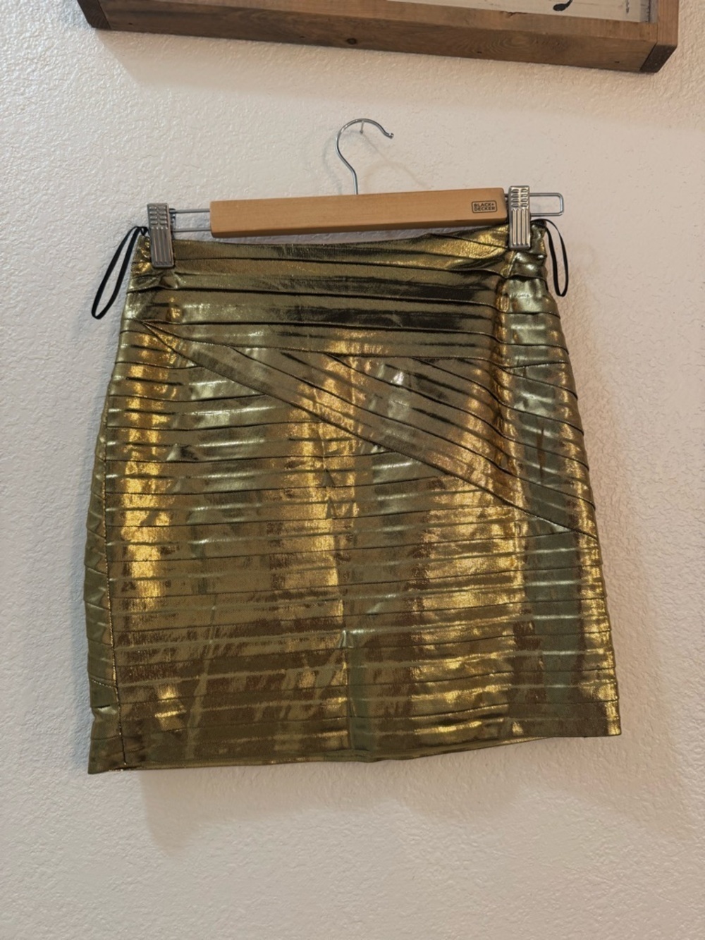 Torn by Ronny Kobo Metallic Vintage Mini Skirt